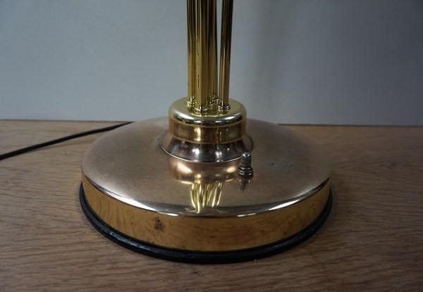 Vintage goud glass bloemlamp Lotus Hollywood Regency Midcentury modern gilded flower tulip table lamp-00003